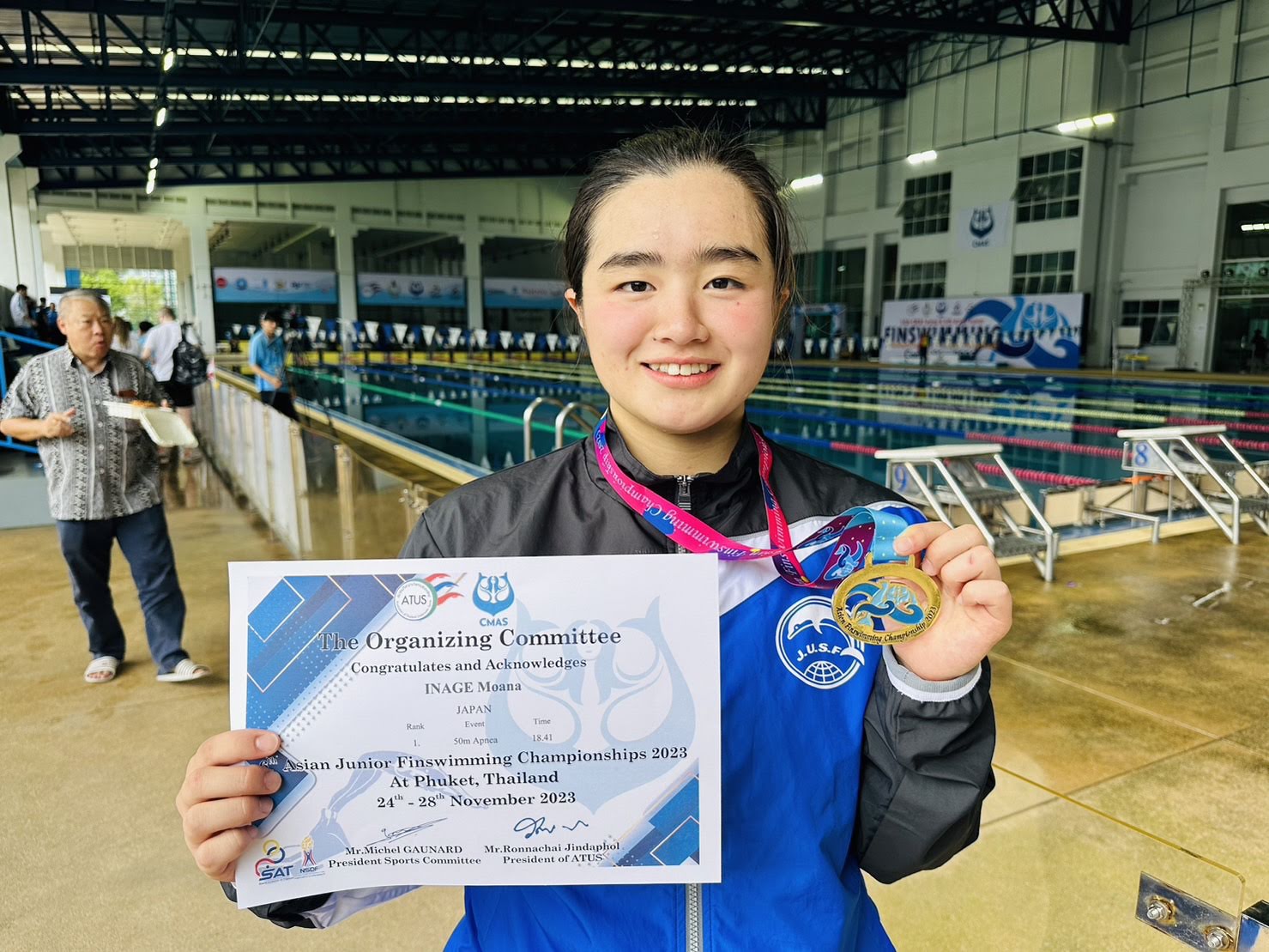 スイミング　ジュニア　女 フィンスイミングアジアジュニア競技会4日目稲毛もあながアプニア50ｍで優勝女子４×100ｍサーフィスリレー銅メダル ｜ 一般社団法人日本水中スポーツ連盟